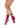Red socks with cartoon characters worn by a person on a white background