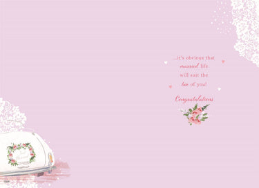 Wedding Card - Pink/White Hearts