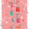 Birthday card for daughter with floral and gift designs on a pink background