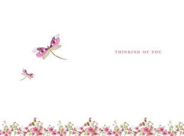 THINKING OF YOU - DRAGONFLY & FLOWERS