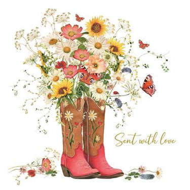 Birthday Card- Cowboy Flowers