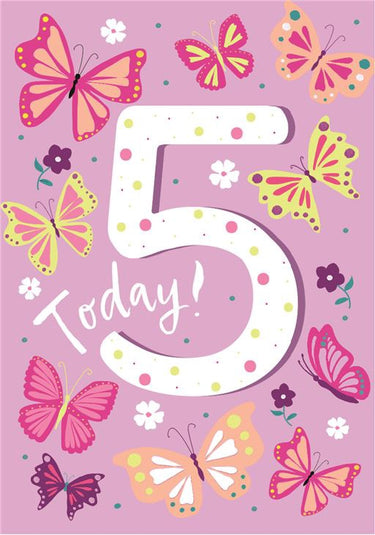 5th Birthday - Pink Butterflies