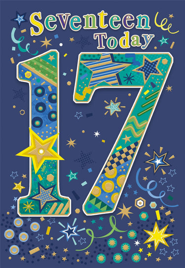 Male 17th Birthday - Blue Stars