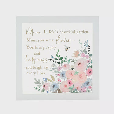 The Cottage Garden Framed Glass Plaque - Mum