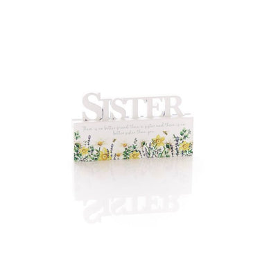 FLORAL WOOD SISTER CUT OUT WORD BLOCK WITH VERSE