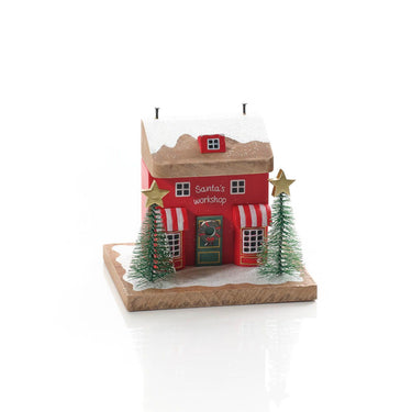CHILDRENS WINTER WONDERLAND SANTA TOYSHOP HOUSE WOOD BLOCK