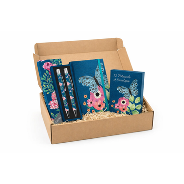 Flutter Stationery Hamper Gift Set – Pen Set, A6 Notebook & 12 Notecards with Envelopes