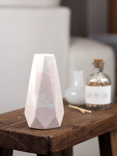 Concrete Vase | Decorative Dried Flower Geometric Vase: Solid White
