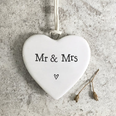 Porcelain heart-Mr and Mrs