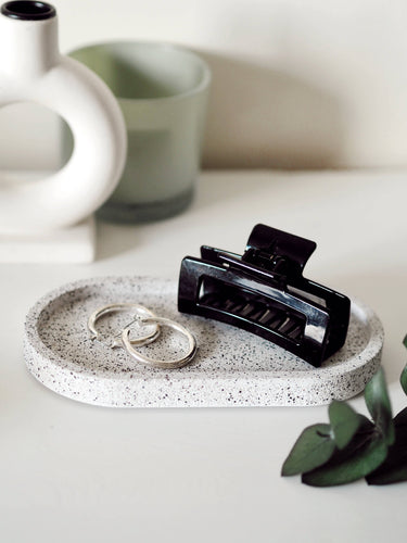 Concrete Oval Tray | Soap Dispenser Tray | Jewellery Tray: White Marble