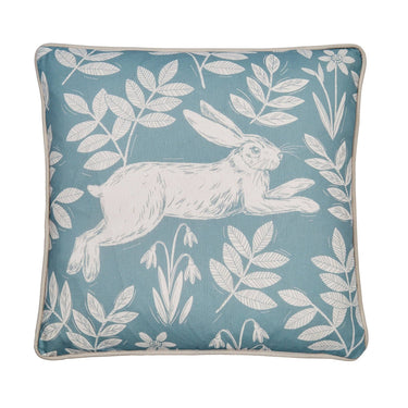 Spring Rabbit Outdoor Cushion Cover by D & D in Duck Egg: Filled Cushion