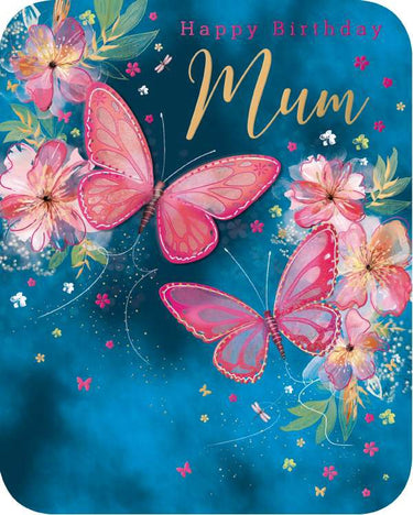 Mum Birthday - Teal Butterflies