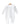 White baby onesie on a wooden hanger against a white background