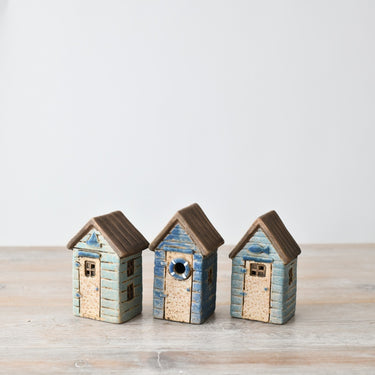 LED Speckled Blue Beach Hut Deco, 11.7cm
