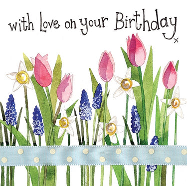 ALEX CLARK 'SPRING FLOWERS' LARGE SPARKLE BIRTHDAY CARD