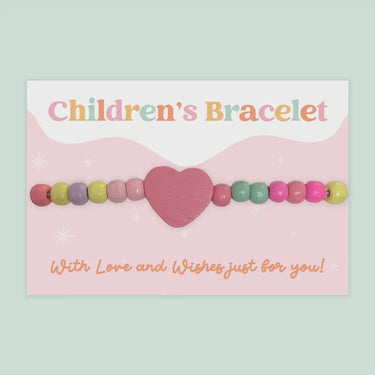 Pink Heart - Children's Beaded Bracelet