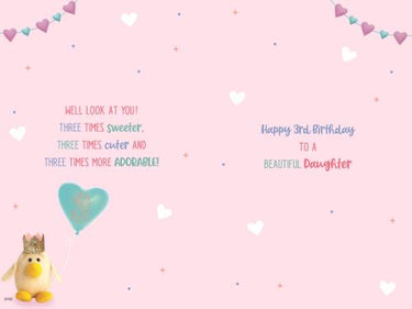 DAUGHTER 3RD BIRTHDAY CARD - BARLEY BEAR