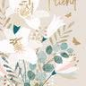 Floral design with text on a beige background