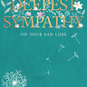 With Deepest Sympathy Card - Green with dandelion clock blown in the wind