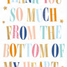Colorful text 'THANK YOU SO MUCH FROM THE BOTTOM OF MY HEART' on a white background with stars.