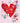 Card with red hearts and flowers on a pink background, celebrating a Ruby Anniversary.