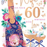 Wife 60th birthday card with champagne and flowers