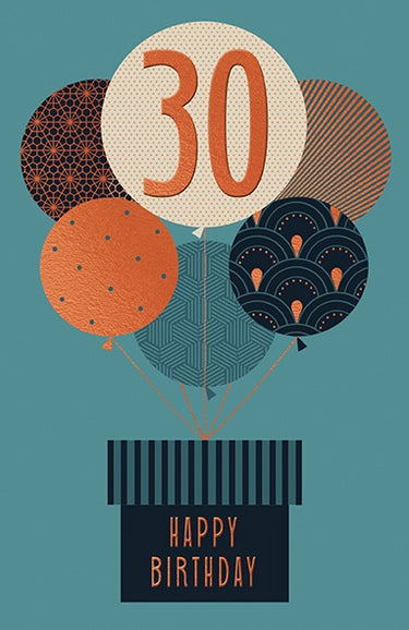 Age 30 Birthday (Teal Balloons)