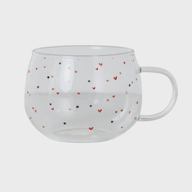 Ditsy Hearts & Stars Glass Mug
