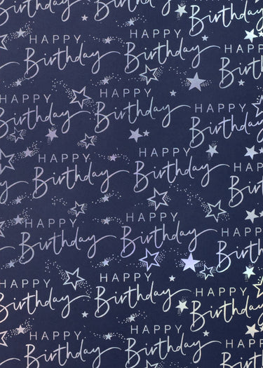 FLAT WRAP HAPPY BIRTHDAY SCRIPT BLUE