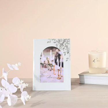 Amore White Floral Glass Arch Photo Frame 4" x 6"