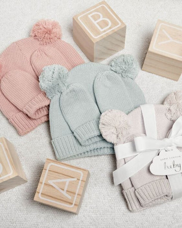 BABY HAT AND MITTENS SET | Sage | 14.5cm x 15.5cm x 0.5cm