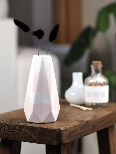 Concrete Vase | Decorative Dried Flower Geometric Vase: Solid Grey.