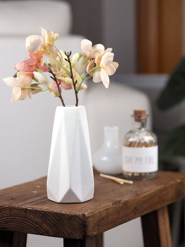 Concrete Vase | Decorative Dried Flower Geometric Vase: Matte Black.