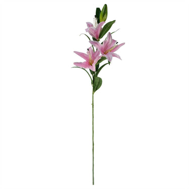 Single Artificial Flowers Large Pink Lily Stem - 3 Flowers 100cm