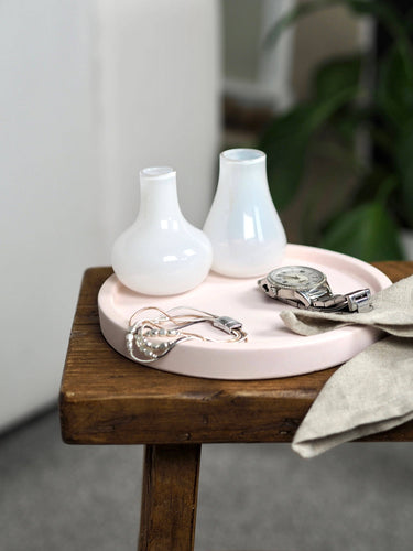 Concrete Circle Tray (Medium) | Decorative Styling Tray: Solid White