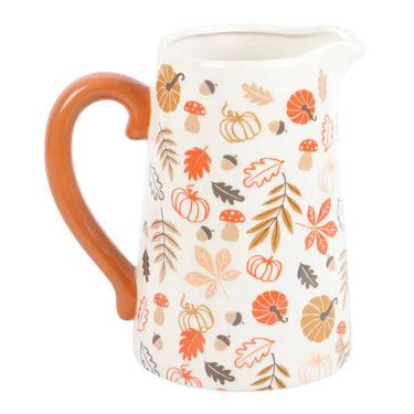 Autumn Pumpkin Leaves Ceramic Flower Jug