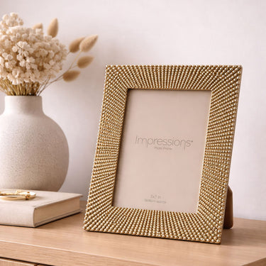 Impressions Sunburst Beaded Champagne Resin Photo Frame 5" x 7"