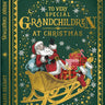 Book with Santa Claus illustration on a green background