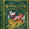 Decorative book cover with Santa Claus and Christmas elements on a green background