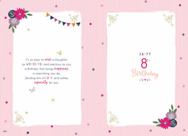 DAUGHTER 8TH BIRTHDAY CARD